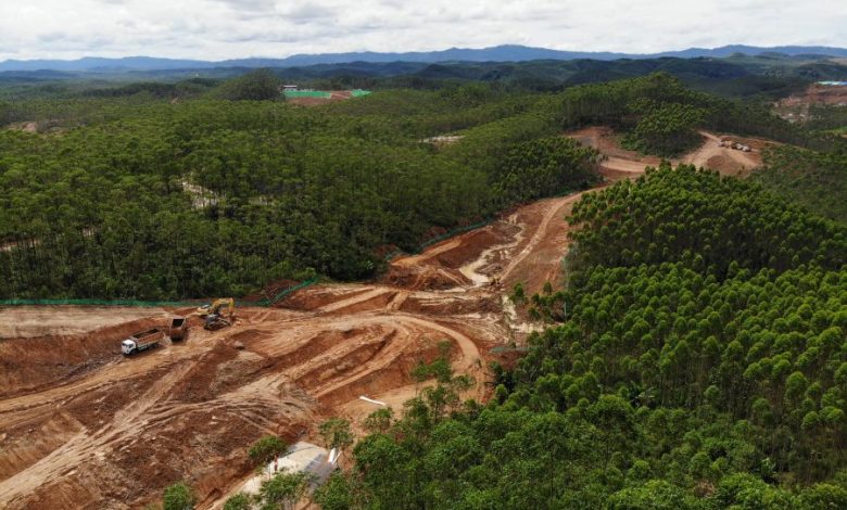 Foto udara salah satu proyek pembangunan IKN